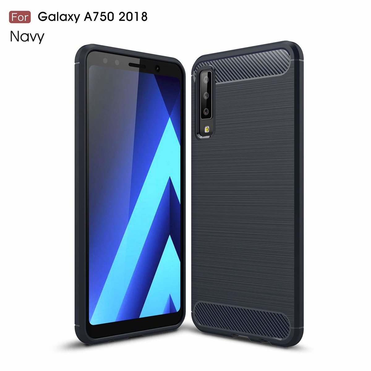 Soft Bruchem TPU Hoesje voor Samsung Galaxy A7 (2018) - Donker Blauw - van Bixb