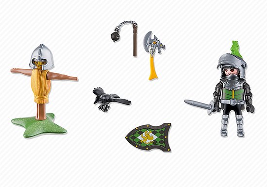 Leeuwenridder met trainingspop/Chevalier du Lion avec mannequin d'entraînement