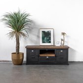 Tv-meubel Mangohout - Zwart Metaal - 120cm - Kast Jake - Giga Meubel