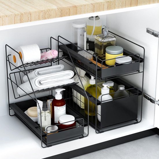 Clever Storage Keukenkast rekje uitschuifbaar - Zwart - Klaar voor gebruik,  Uitschuifbaar | bol.com