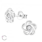 Aramat jewels ® - Zilveren swarovski elements kristal oorbellen bloem transparant