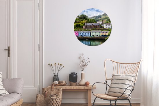 WallCircle - Wandcirkel - Muurcirkel - Traditionele gebouwen op Schotland - Aluminium - Dibond - 60x60 cm - Binnen en Buiten