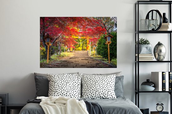 Sticker Muursticker Art asiatique - Jardin japonais par nature - 120x80 cm - feuille autocollante - sticker mural repositionnable