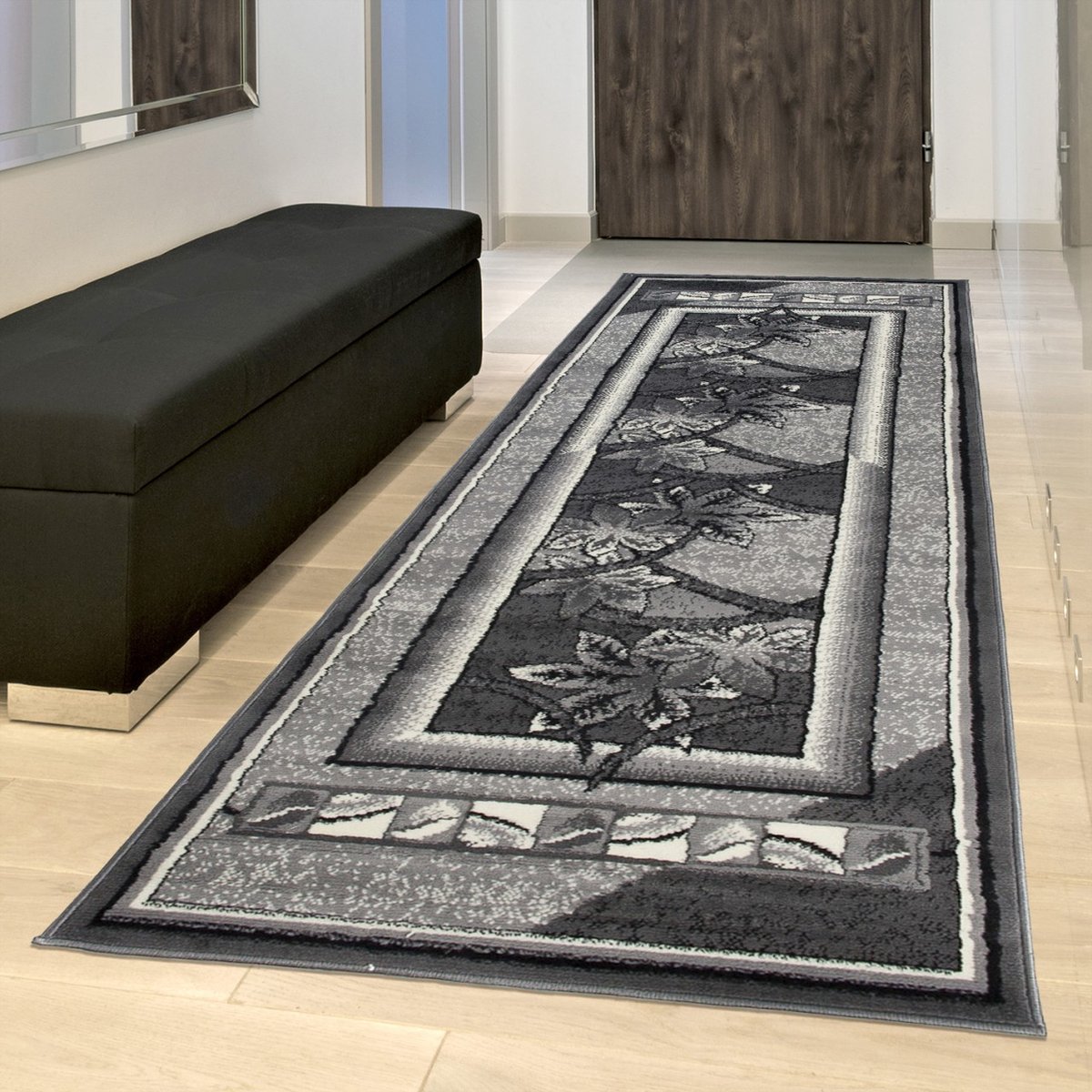 Tapiso Dream Tapijt Loper Woonkamer Slaapkamer Donkergrijs Modern Interieur Duurzaam Design Woonsfeer Hoogwaardig Maat - 70 x 250 cm