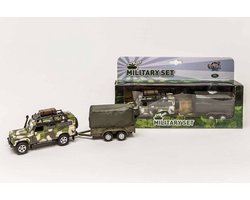 Kids Globe Die-cast Land Rover Met Aanhanger Leger, 27cm