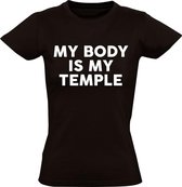 My Body is my Temple Dames t-shirt | fitness | personal training | healthy life | tempel | Zwart