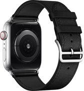 Apple Watch 42/44MM Bracelet en cuir - Cuir de montre - Bracelet - Similicuir - Apple Watch 1 / 2 / 3 / 4 / 5 / 6 / SE - Zwart
