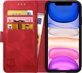 Rosso Element Book Case Wallet Hoesje Geschikt voor Apple iPhone 11 | Portemonnee | 3 Pasjes | Magneetsluiting | Stand Functie | Rood