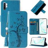 Voor Samsung Galaxy Note10+ Reliëf Lucky Tree Horizontale Flip Lederen Case met Houder & Kaartsleuf & Portemonnee & Lanyard (Blauw)