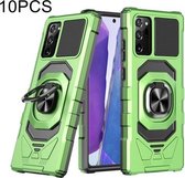 Voor Samsung Galaxy Note20 10 PCS Union Armor Magnetische PC + TPU Shockproof Case met 360 Graden Rotatie Ring Houder (Smaragdgroen)