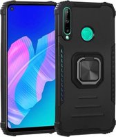 Voor Huawei Y7p Fierce Warrior-serie Armor All-inclusive schokbestendig aluminium + TPU-beschermhoes met ringhouder (zwart)