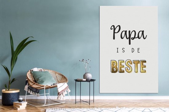 Toile Peinture Cadeau Mari - Vaderdag - Citation - 120x180 cm - Décoration murale XXL
