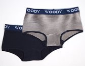 Woody boxer meisjes - streep - donkerblauw - duopack - 212-1-SHD-Z/067 - maat 164