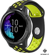 Siliconen Smartwatch bandje - Geschikt voor  Garmin Venu sport band - zwart/geel - Strap-it Horlogeband / Polsband / Armband