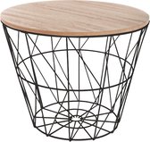 Bijzettafel Rond - Zwarte metalen Draadmand - Bijzettafel industrieel - Kleine Salontafel - Zwart - 38 x 38 x 30.5 Cm