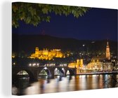 Château de Heidelberg en Allemagne la nuit 90x60 cm - Tirage photo sur toile (Décoration murale salon / chambre)