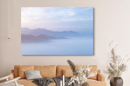 Brouillard sur toile de Chine 180x120 cm - Tirage photo sur toile (Décoration murale salon / chambre) XXL / Grand format!