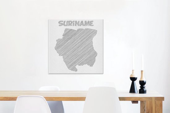 Illustration esquissée du Suriname sud-américain 50x50 cm - Tirage photo sur toile (décoration murale salon / chambre)