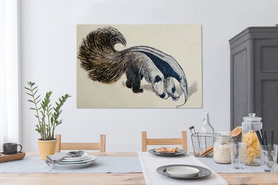 Une illustration antique d'un fourmilier géant 140x90 cm - Tirage photo sur toile (Décoration murale salon / chambre)