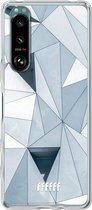 6F hoesje - geschikt voor Sony Xperia 5 III -  Transparant TPU Case - Mirrored Polygon #ffffff