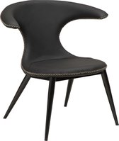 FLAIR Lounge Chair - Black leather w. round black legs