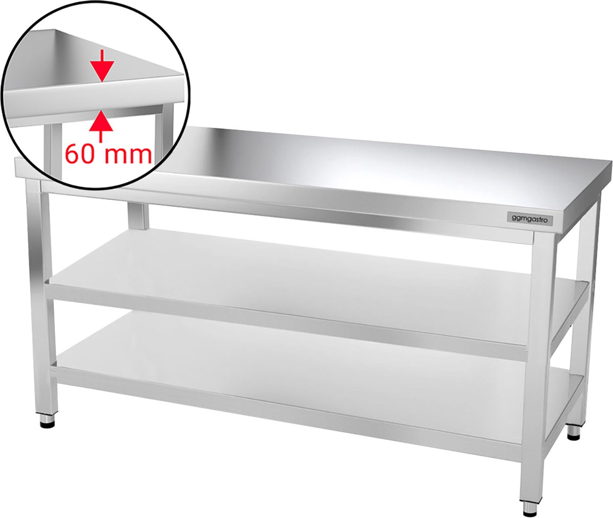 Royal Catering Roestvrij stalen werktafel - 90 x 60 cm - 210 kg