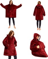 Hoodie- Hoodie- Plaid met mouwen-  Fleecedeken met mouwen - deken met mouwen- Rood