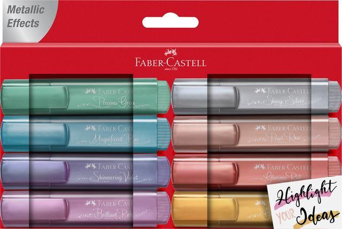 Faber-Castell tekstmarker - 8 stuks - metallic - FC-154689 - Faber-Castell