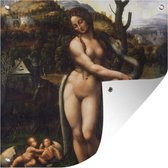 Tuindoek Leda en de zwaan - Leonardo da Vinci - 100x100 cm