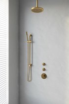 Brauer Gold Edition thermostatische inbouw doucheset - geborsteld goud PVD - hoofddouche 20cm - plafondsteun - staafhanddouche - met glijstang