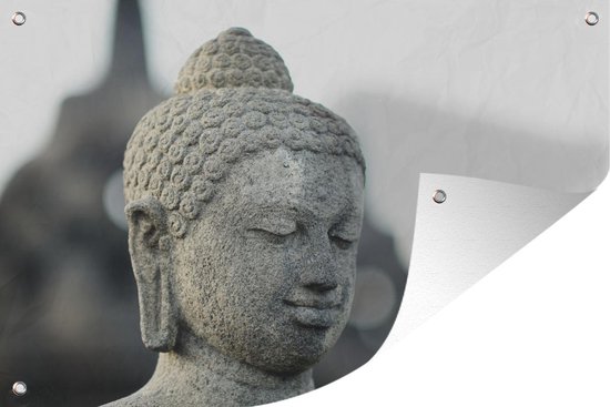 Boeddha hoofdbeeld steen - Tuinposter