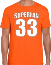 Superfan nummer 33 oranje t-shirt Holland / Nederland supporter racing voor heren M