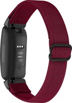 YONO Bandje geschikt voor Fitbit Inspire 2 - Nylon Stretch - Bordeaux Rood