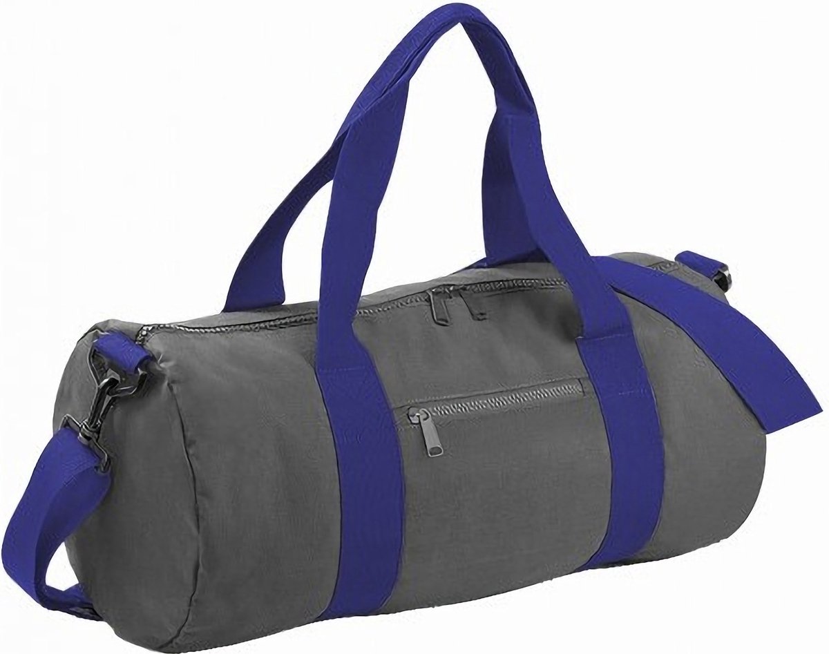 Bagbase Gewoon Varsity Barrel / Duffle Bag (20 Liter) (Pakket van 2) (Lichtgrijs / Franse marine)