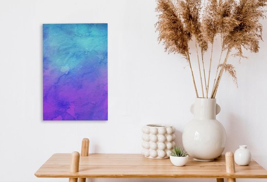 Œuvre abstraite à l'aquarelle aux couleurs violettes et bleues 20x30 cm - petit - Tirage photo sur toile (Décoration murale salon / chambre)
