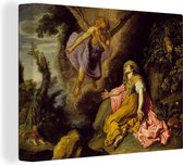 Canvas Schilderij Hagar en de engel - Schilderij van Pieter Lastman - 40x30 cm - Wanddecoratie