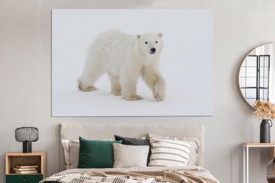 Tableaux sur Peintures Ours Polaire - Neige - Wit - 150x100 cm - Décoration murale