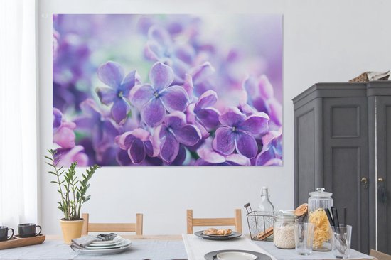 Tableau sur toile Gros plan de fleurs violettes de lilas - 150x100 cm - Décoration murale