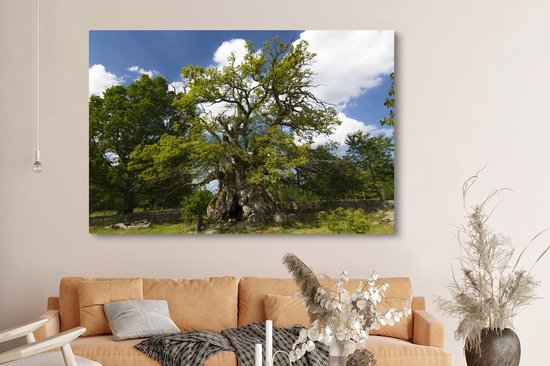Tableau sur toile 150x100 cm - Décoration murale Le chêne de Rumskulla dans le parc national de Norra Kvill - Décoration murale salon - Décoration chambre - Accessoires chambre - Peintures