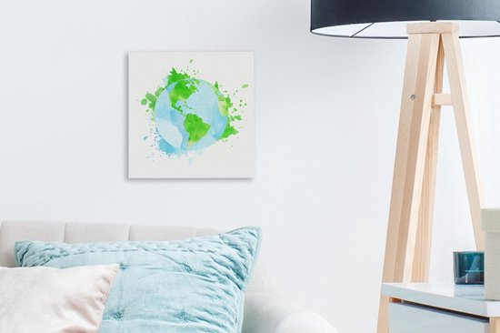 Peintures sur Toile - Illustration Splashing Globe - 20x20 cm - Décoration Décoration murale