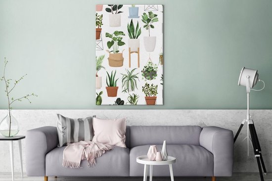 Illustration de différentes plantes sur fond blanc 90x140 cm - Tirage photo sur toile (Décoration murale salon / chambre)
