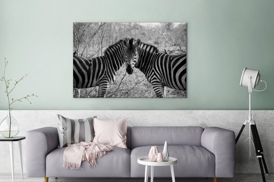 Deux zèbres toile 2cm 140x90 cm - impression photo sur toile peinture Décoration murale salon / chambre à coucher) / Animaux sauvages Peintures Toile