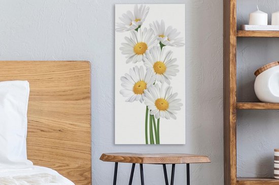 Toile Peinture Marguerites - dessin - Wit - 20x40 cm - Décoration murale
