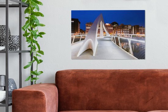 Lever de soleil sur le pont de Tradeston sur la rivière Clyde à Glasgow Toile 90x60 cm - Tirage photo sur toile peinture (Décoration murale salon / chambre) / villes européennes Peintures sur toile