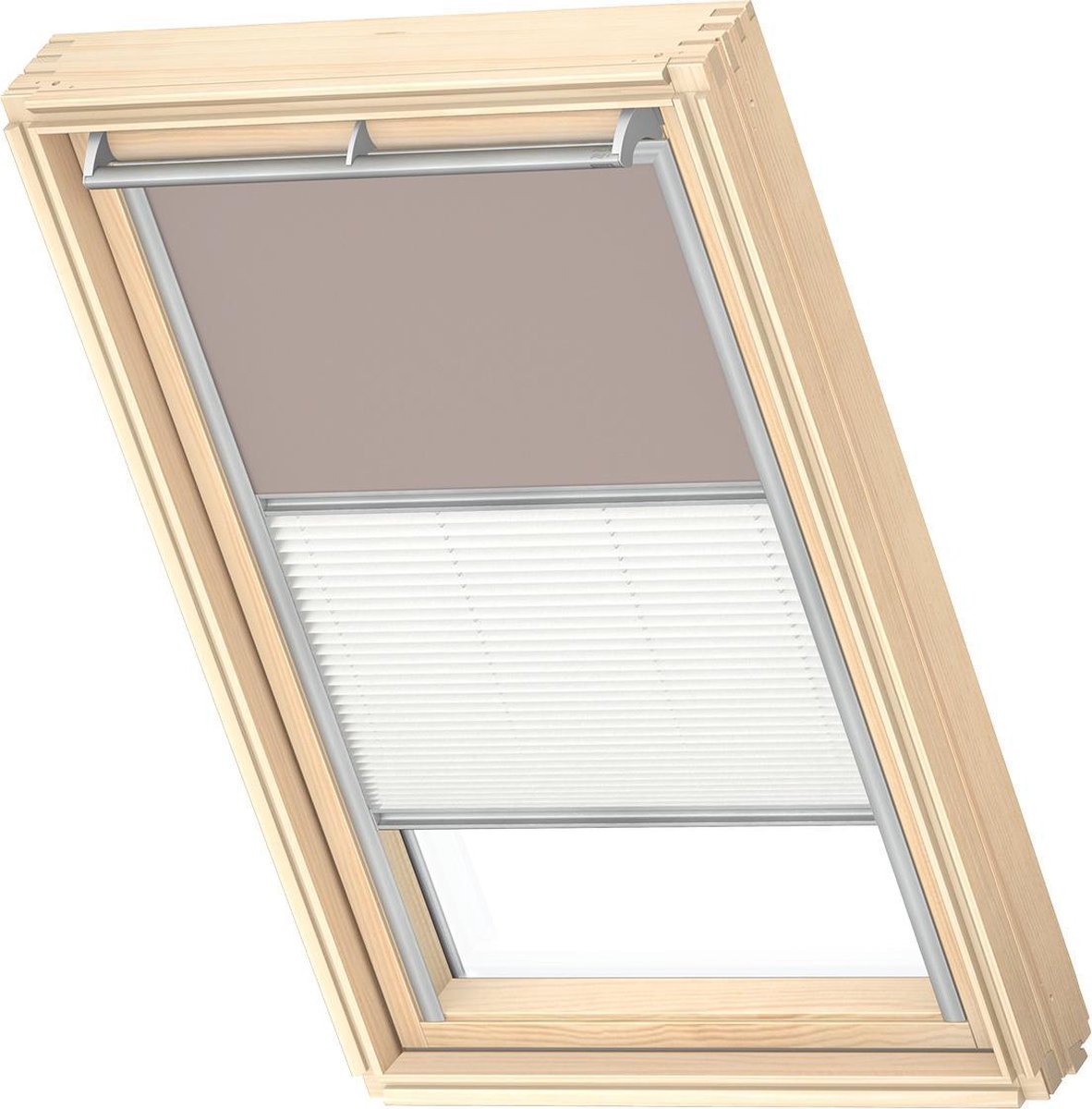 VELUX Origineel Verduisterend Rolgordijn Plus Plissé (DFD), Zilveren Kozijn, P08, 408, Light Taupe