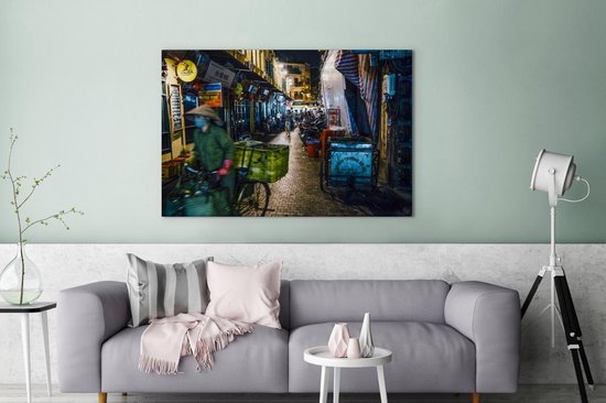 Le vieux quartier de Hanoi Vietnam Toile 180x120 cm - Tirage photo sur toile (Décoration murale salon / chambre) XXL / Groot format!