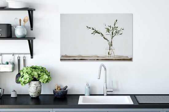 Branches d'eucalyptus dans un vase en verre toile 90x60 cm - Tirage photo sur toile (Décoration murale salon / chambre) / Peintures Fleurs sur toile