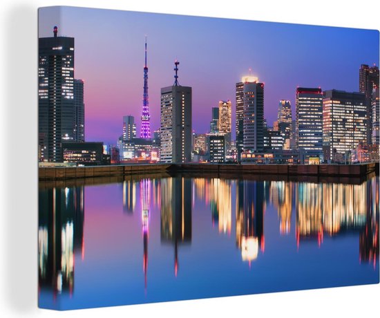 Canvas Schilderij Skyline - Tokyo - Japan - 120x80 cm - Wanddecoratie