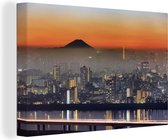 Canvas Schilderij Tokyo - Zon - Stad - 30x20 cm - Wanddecoratie