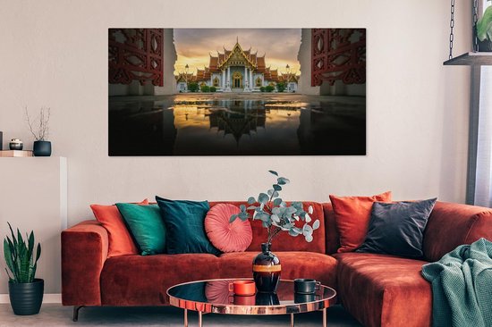 Canvas schilderij 160x80 cm - Wanddecoratie Marmer - Water - Bangkok - Muurdecoratie woonkamer - Slaapkamer decoratie - Kamer accessoires - Schilderijen
